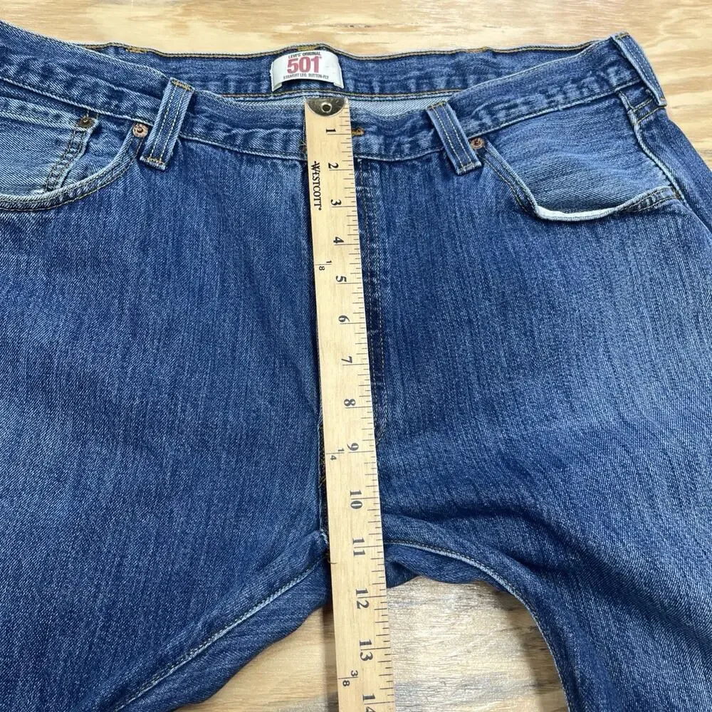 Levis Jeans 501 Original Button Fly Straight Leg Denim Mens 40X34 (38X33)
